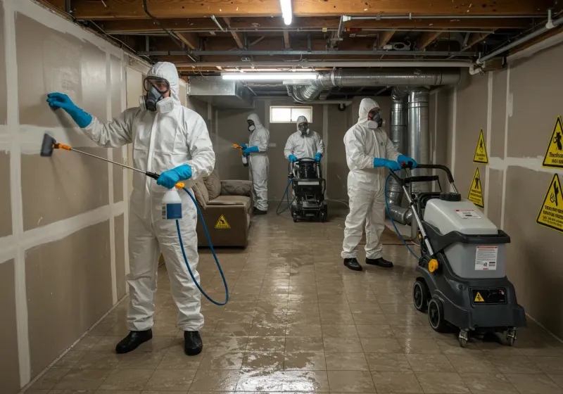 Basement Moisture Removal and Structural Drying process in East Machias, ME